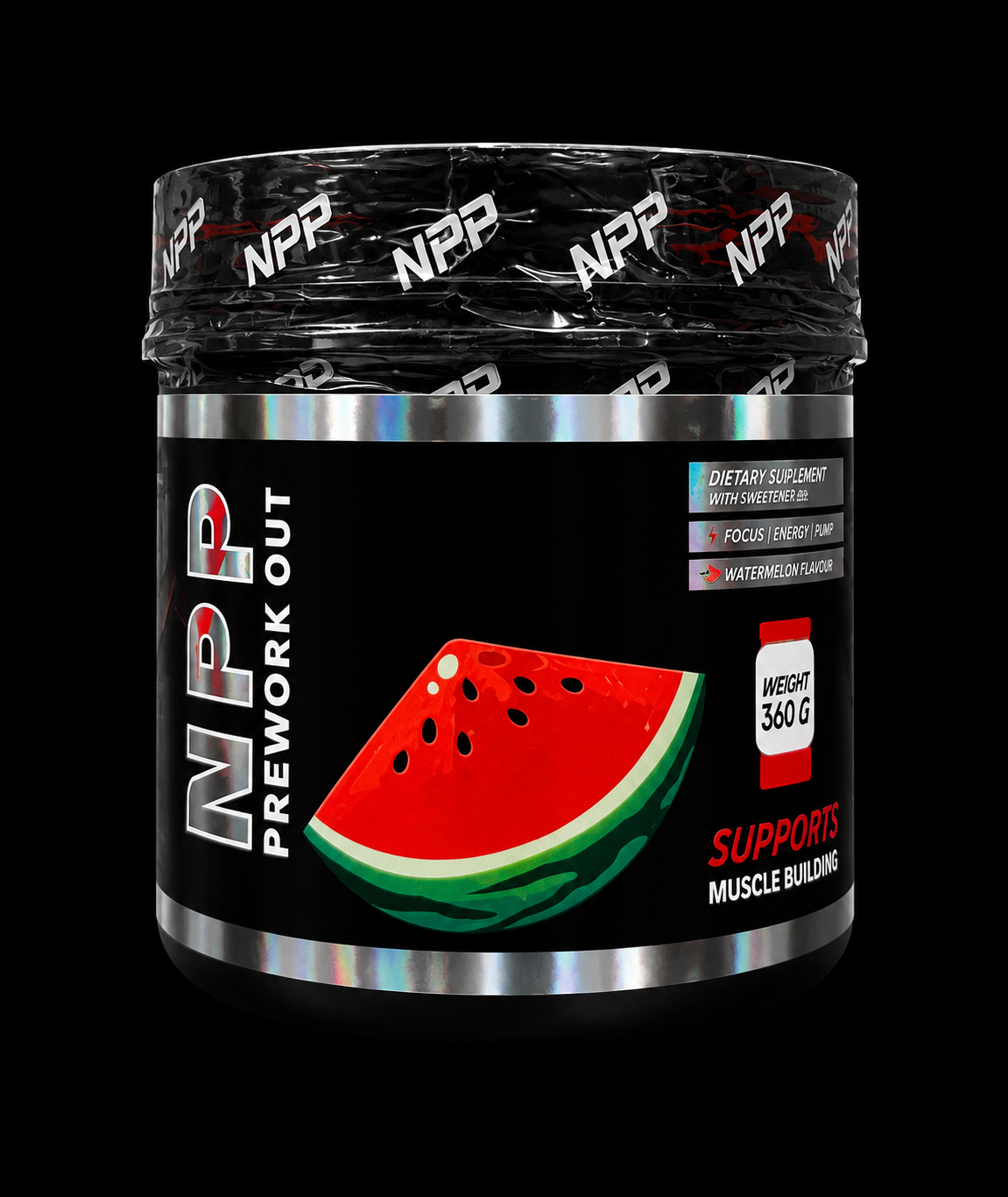Npp-preworkout-360G-30serve-watermelon flavor-mango flavor.