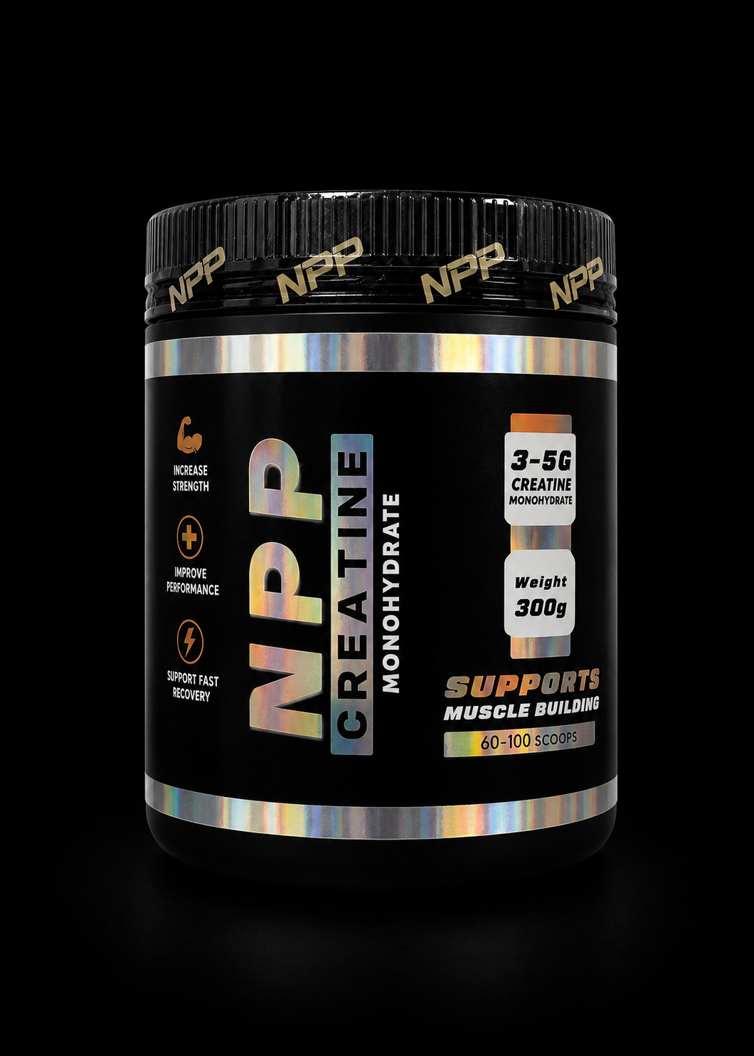 Npp-creatine monohydrate-60 serve up to 100 serve-smart scoop one side for 3g of creatine and the other for 5g